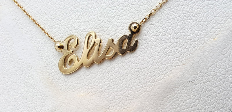 Collana oro 18kt con NOME personalizzabile corsivo (a lastra)