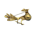 Spilla a forma di Pavone con Perla naturale grigia, Rubini e Smalto. Gioiello Secondo tempo