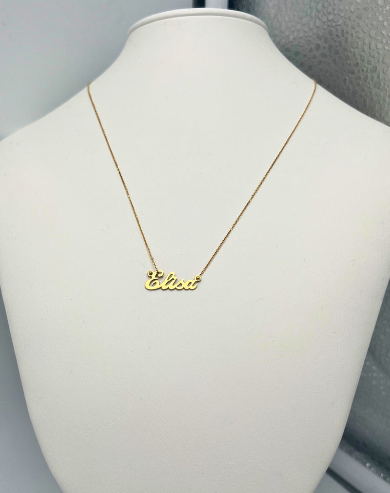 Collana oro 18kt con NOME personalizzabile corsivo (a lastra)