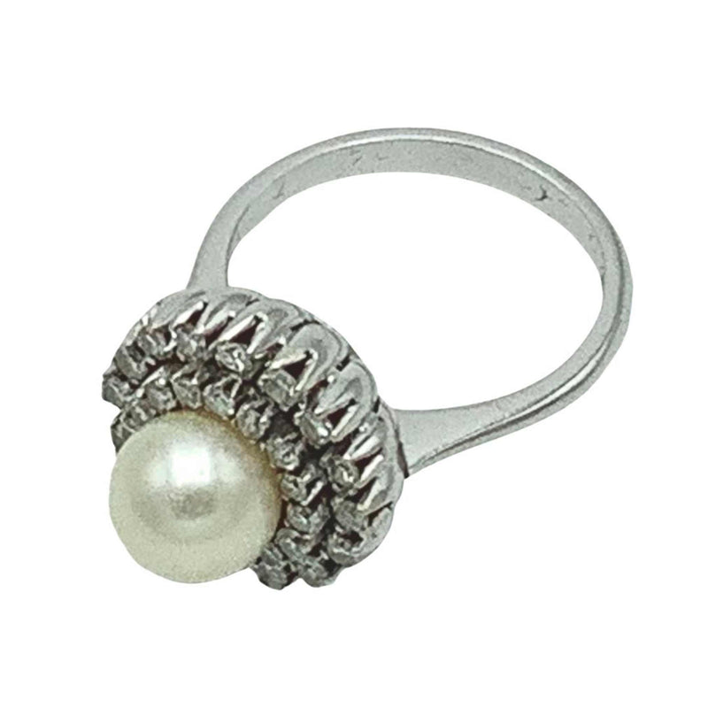 Anello Fiore Perla Mare e Oro Bianco 7,26 gr. Gioiello Secondo Tempo