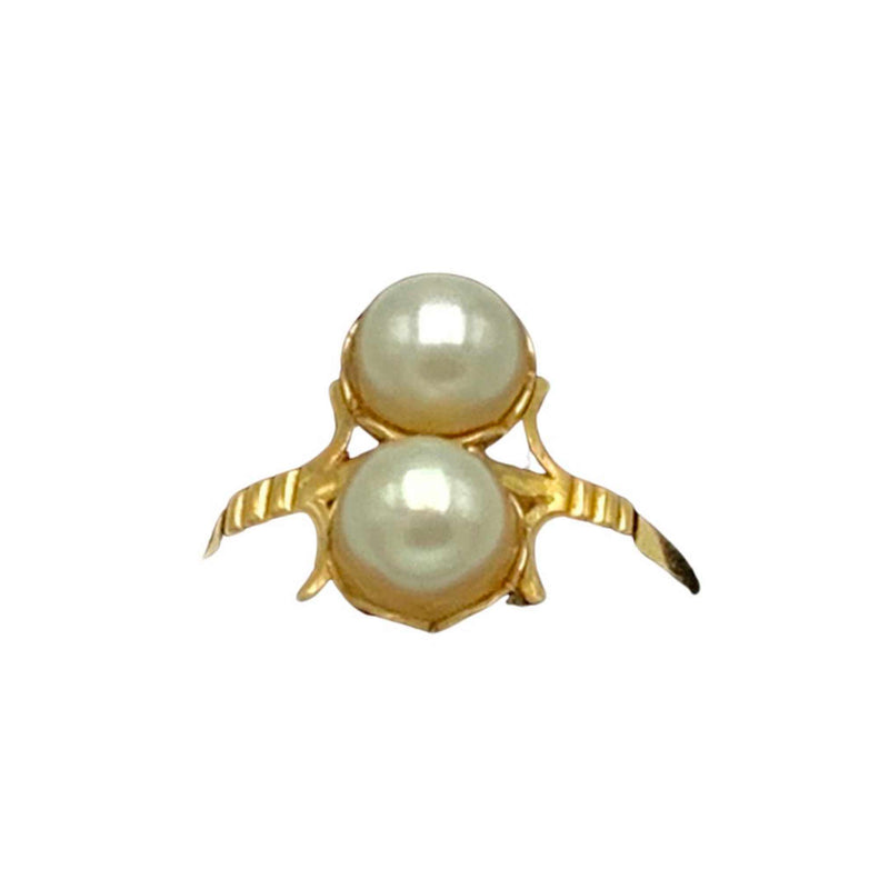 Anello Due Perle di Mare su Oro 3,76 gr. Gioiello Secondo Tempo