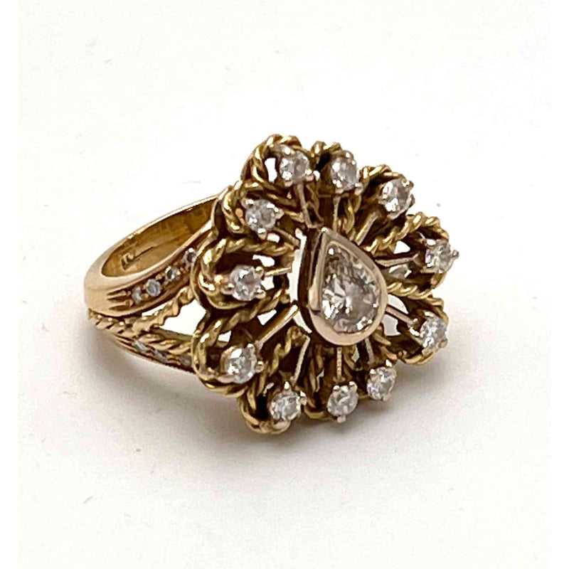 Anello Diamante a Goccia ct. 1,20 totale in Oro 18 KT (750°°°)