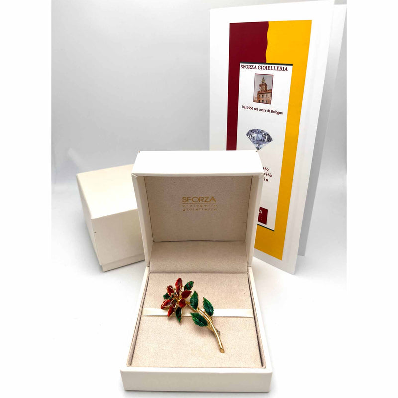 Spilla stella di Natale con Smalti in Oro 750°°° (18 kt.)