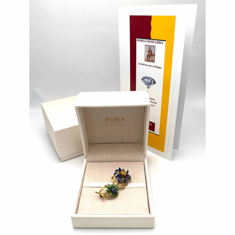 Spilla Floreale con Smalti in Oro 750°°° (18 KT)