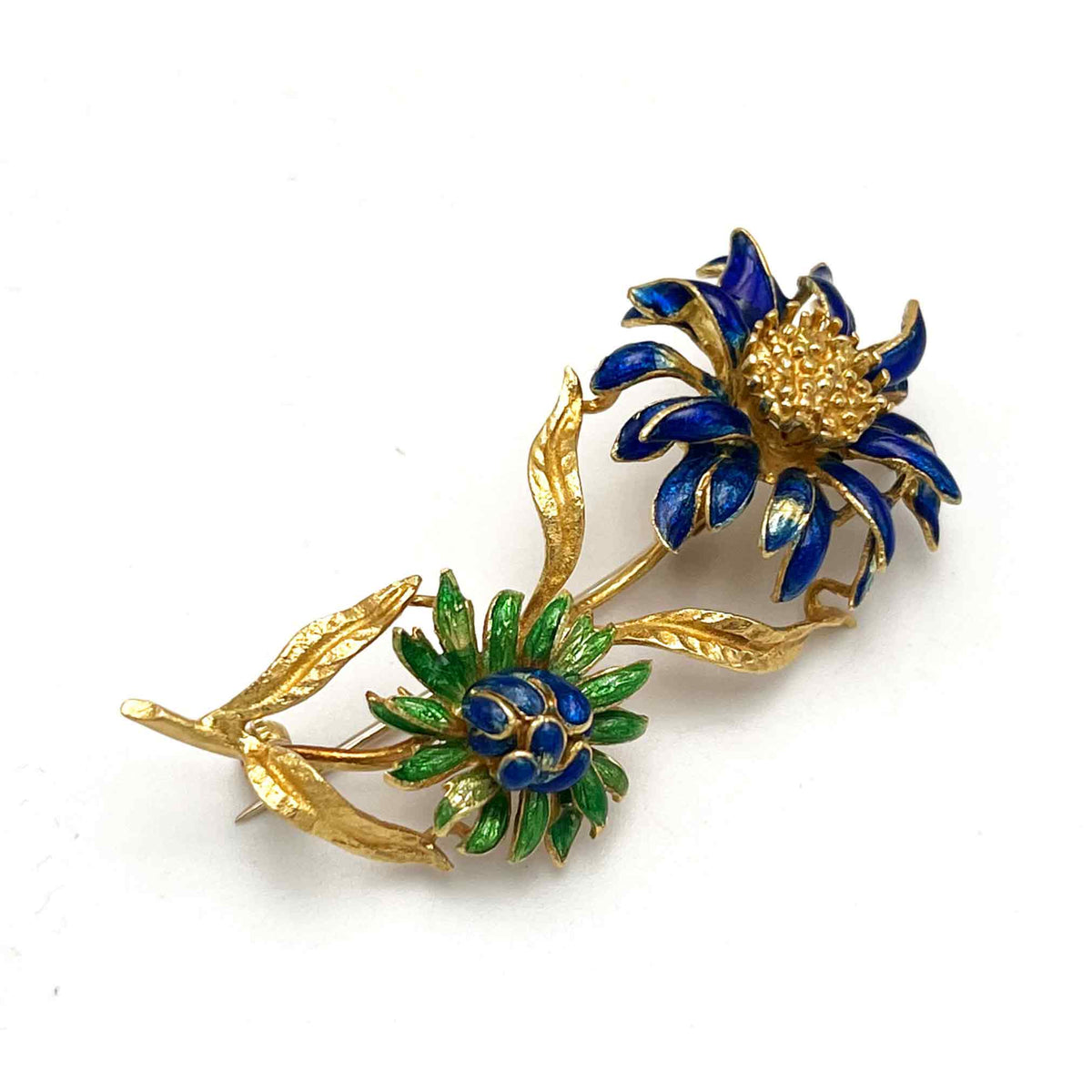 5440 - Spilla a forma di fiore in oro giallo con diamanti - Italia