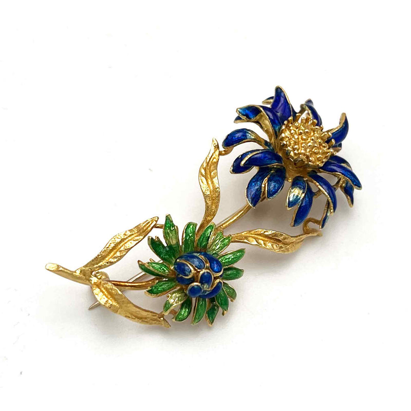 Spilla Floreale con Smalti in Oro 750°°° (18 KT)