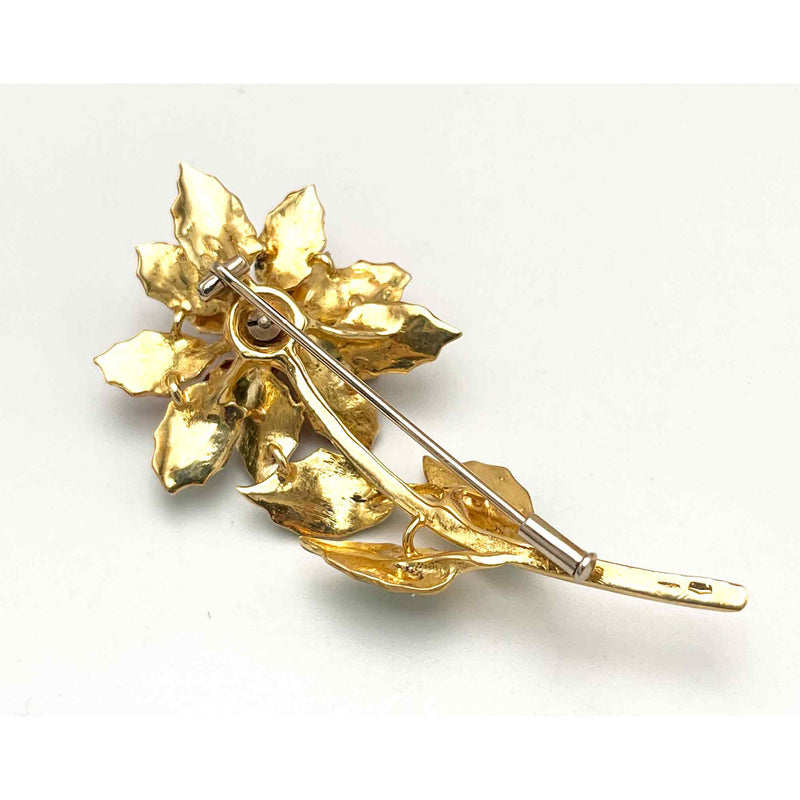 Spilla stella di Natale con Smalti in Oro 750°°° (18 kt.)