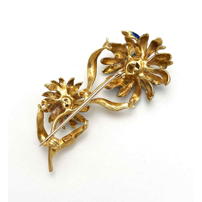 Spilla Floreale con Smalti in Oro 750°°° (18 KT)