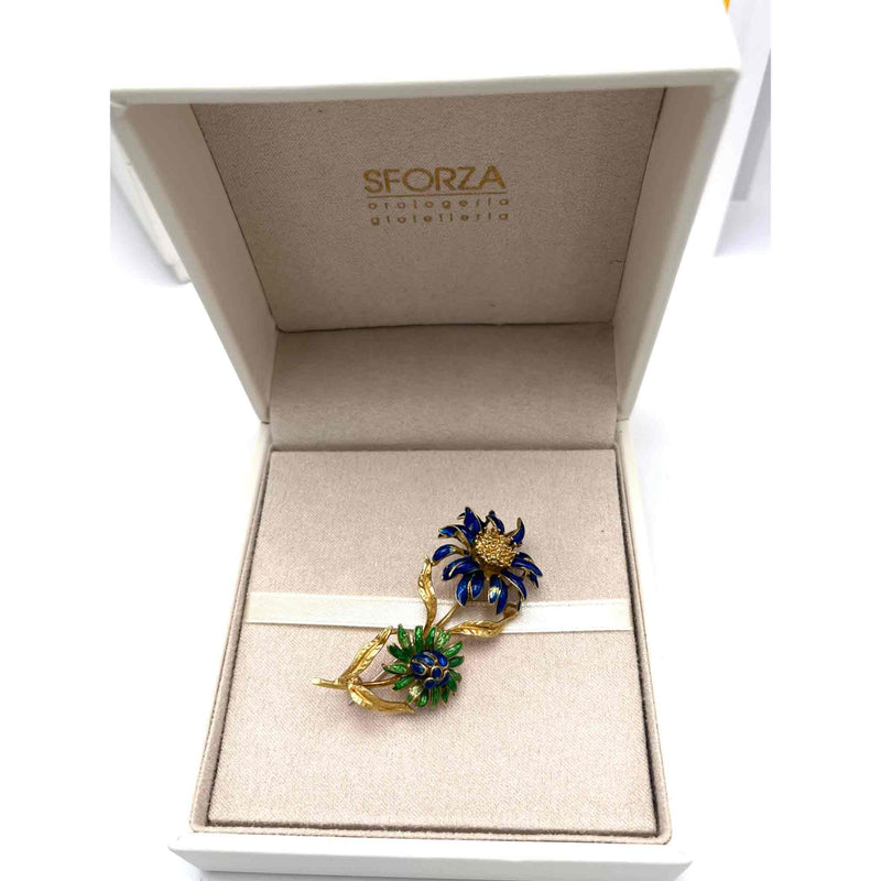 Spilla Floreale con Smalti in Oro 750°°° (18 KT)