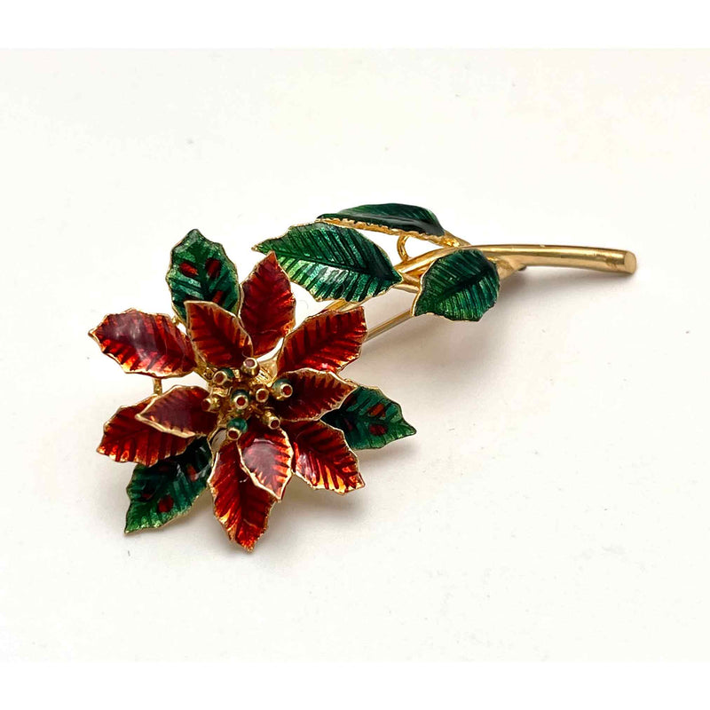 Spilla stella di Natale con Smalti in Oro 750°°° (18 kt.)