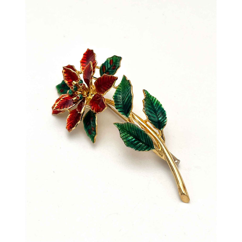 Spilla stella di Natale con Smalti in Oro 750°°° (18 kt.)