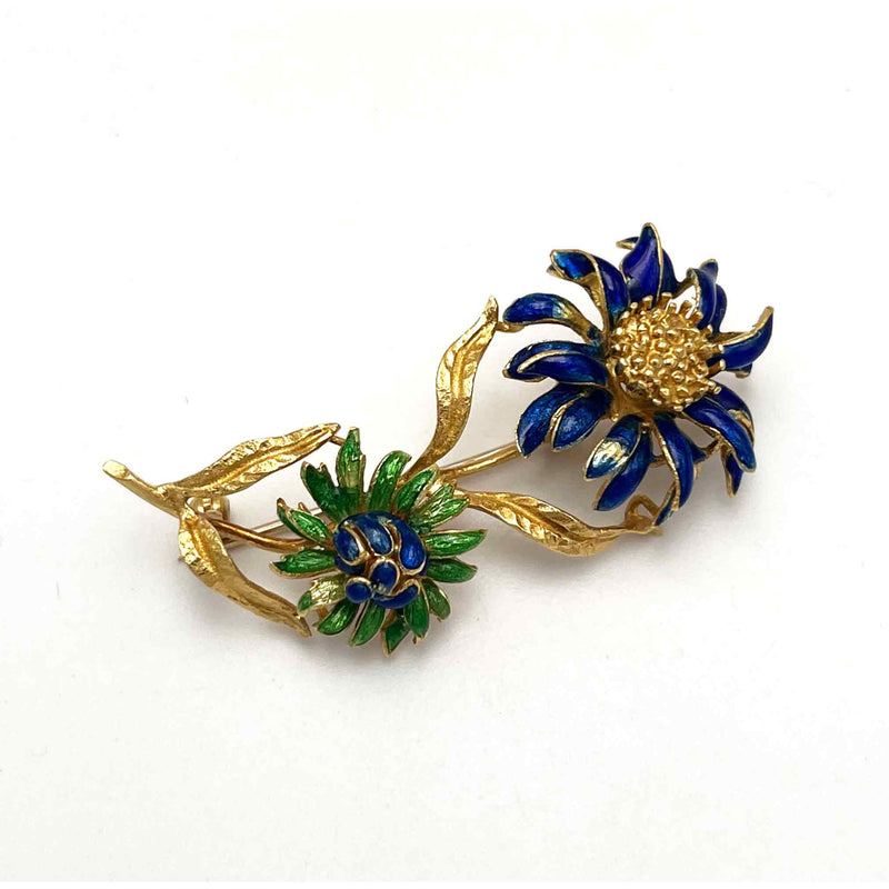 Spilla Floreale con Smalti in Oro 750°°° (18 KT)