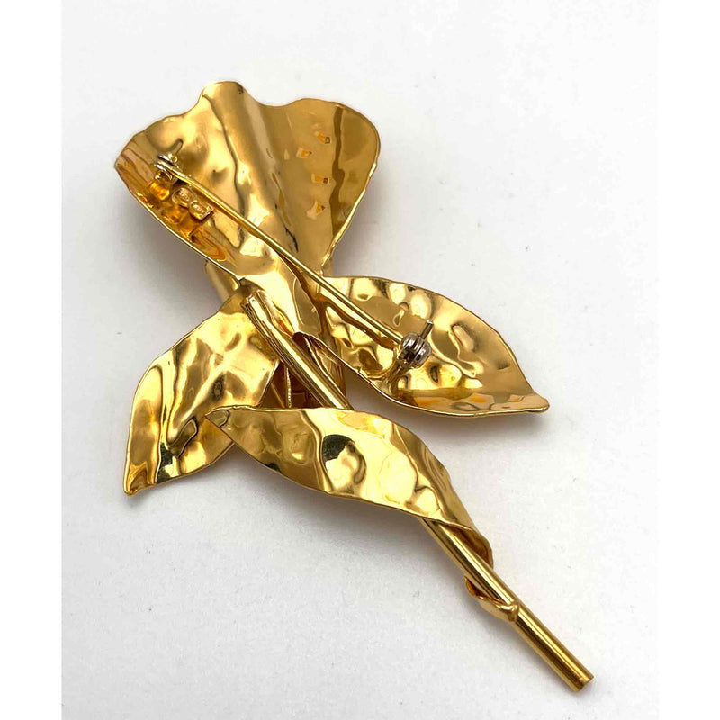 Spilla Giglio in Oro 750°°° (18 kt.) con Perle bianche