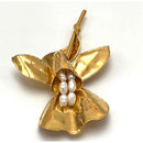 Spilla Giglio in Oro 750°°° (18 kt.) con Perle bianche