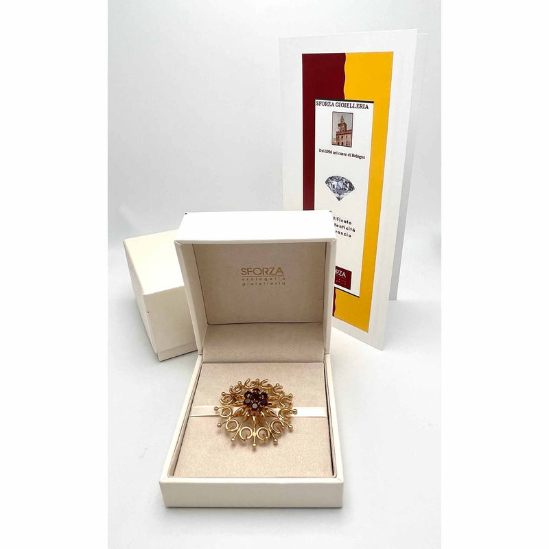 Spilla Rosone in Oro 750°°° (18 kT.) con Granati luminosi