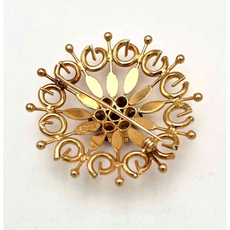 Spilla Rosone in Oro 750°°° (18 kT.) con Granati luminosi