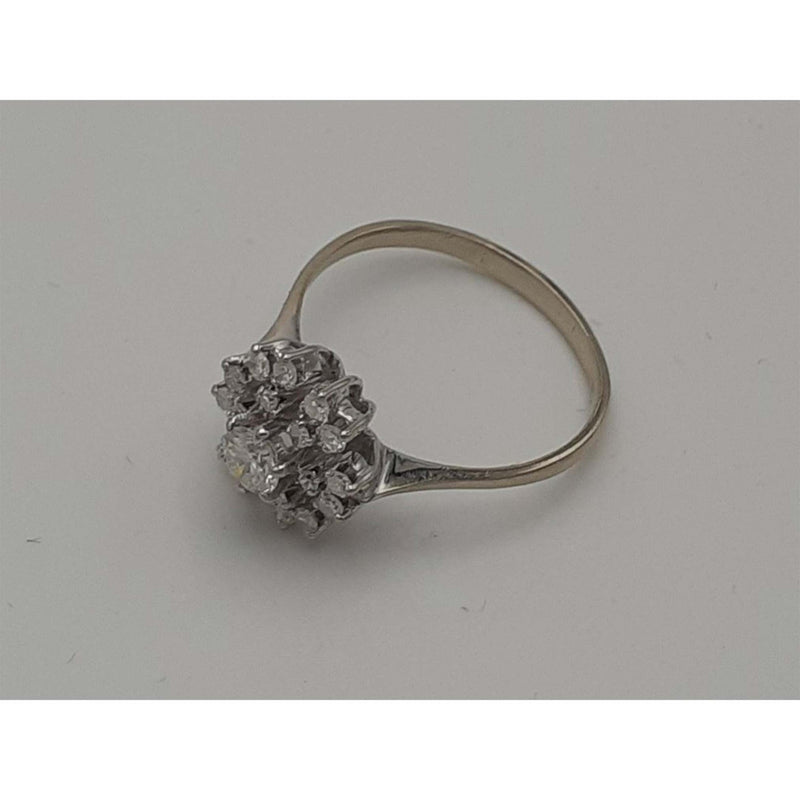 Anello a Fiore anni 90 con Diamanti carati 0.78 totali, colore H. Gioiello Secondo tempo