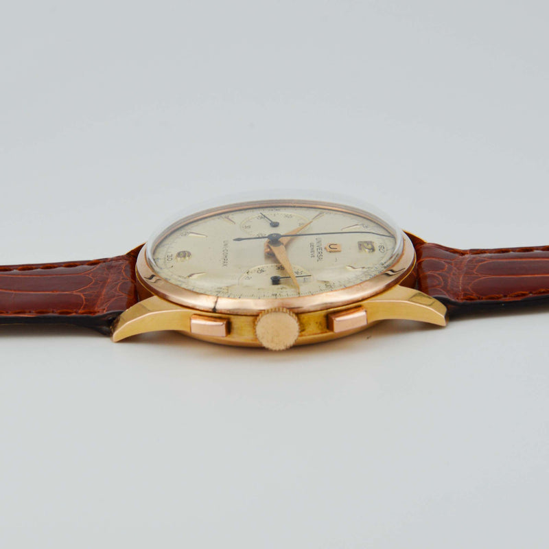 Universal Genève cronografo manuale 1950 calibro 285 oro 18 kt. Rarissimo.